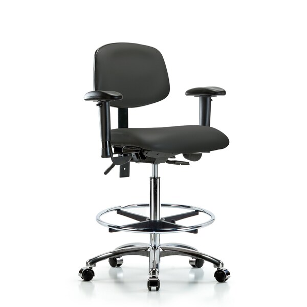 Chair, Vin, Hi Bench, Chr AA CF Casters, Gry, 6-Way Adjustable, 26" to 35-1/2" Height, Charcoal