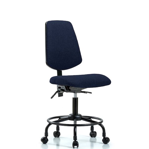 Desk Chair Fab Desk Chair, Med, Bk, RT, Cast, Navy, No Arms, 21" to 26" Height, Fabric, Dark Blue
