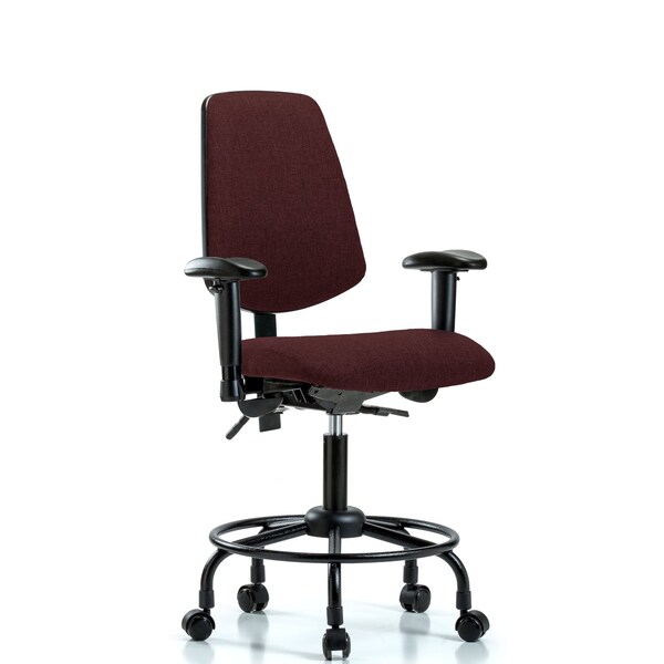 Desk Chair Fab Desk Chair, Med, Bk, RT, Cast, Bur, Adjustable Arms, 21" to 26" Height, Fabric, Burgundy