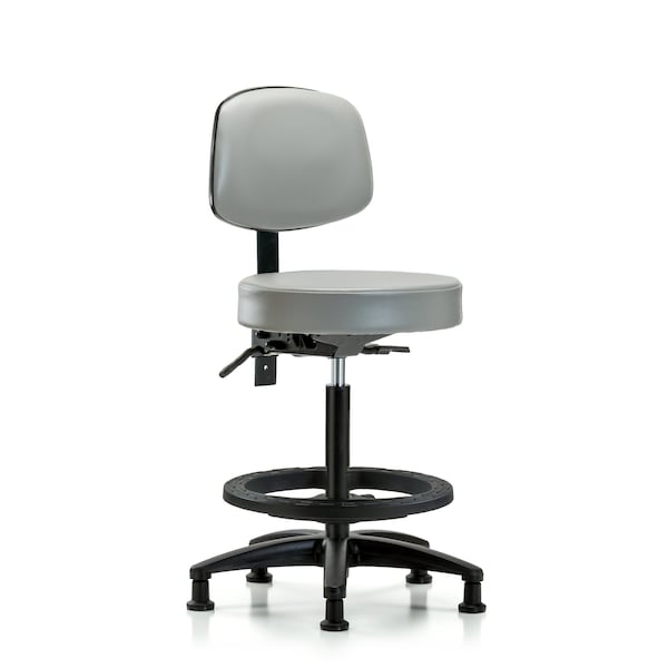 Bench Stool, Hi, Vinl, Bk, Tilt, BF, Gld, Dov