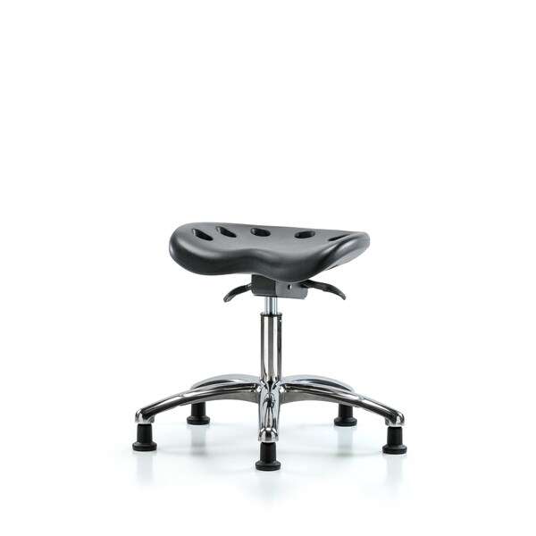 Poly Tractor Sit-Stand Stool Chrome, Desk, Glides, Black