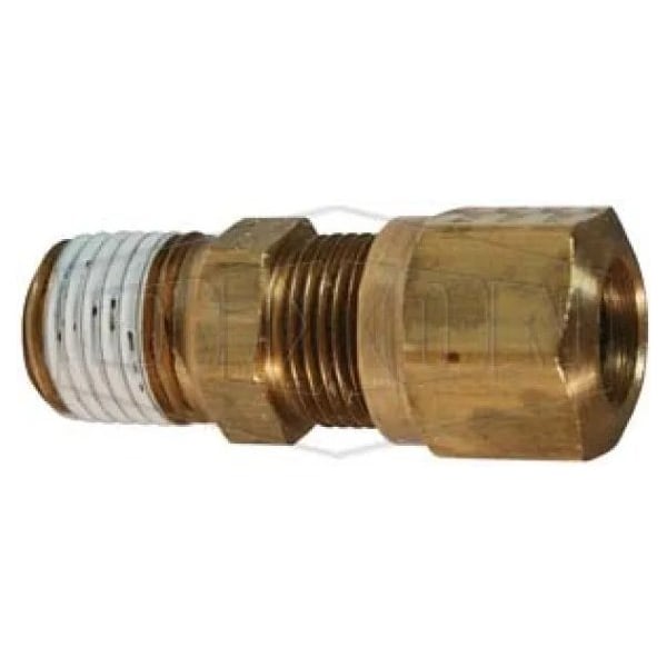 Air Brake Connector, 1-18 x 3/4 in Nominal, Straight Male x Pipe End Style, Brass, Domestic