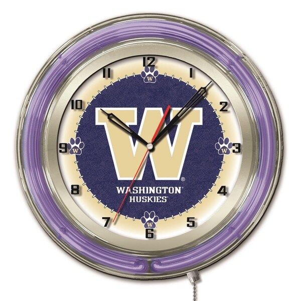 University of Washington Double Neon 19" Clock