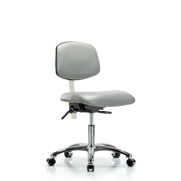 Clean Room Chair Desk Chair, Vin, Chrm, Tilt Cast, Dov, CL100, No Arms, 18" to 23" Height, Vinyl, Dove