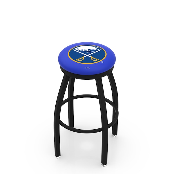 25" Blk Wrinkle Buffalo Sabres Swivel Bar Stool, Accent Ring