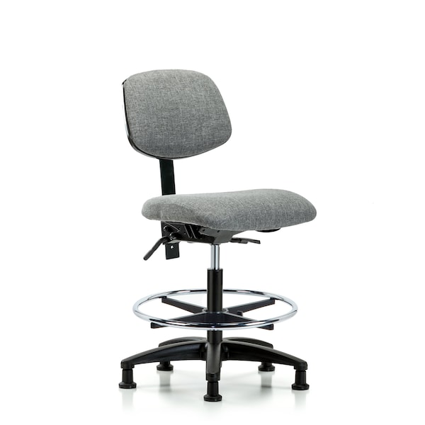 Chair, Fabric, Med Bench, CF Glides, Gry, No Arms, 22" to 29" Height, Gray