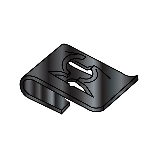 Spring Nut, #6-32, J Shape, Steel, Black Phosphate Finish, 3000 PK