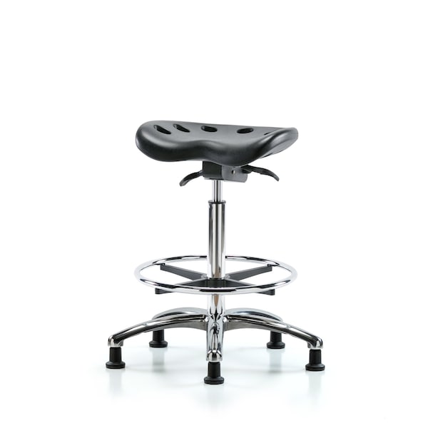 Poly Tractor Sit-Stand Chrome, Foot Ring, Black