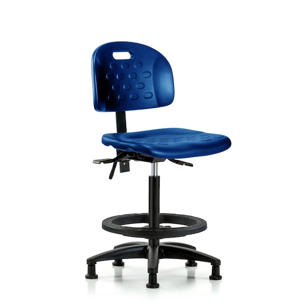 Poly Chair, High Bench, Foot Ring, Glides, Blue