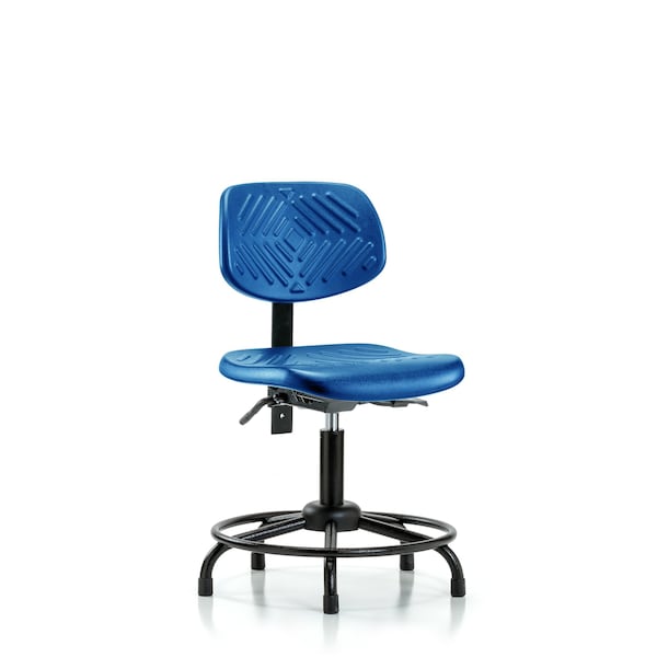 Poly Chair Round Tube Base, Desk, Tilt, Glides, Blue