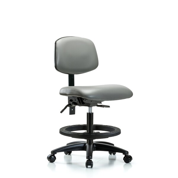 Vinyl Chair, Med Bench, Foot Ring, Casters, Sterling