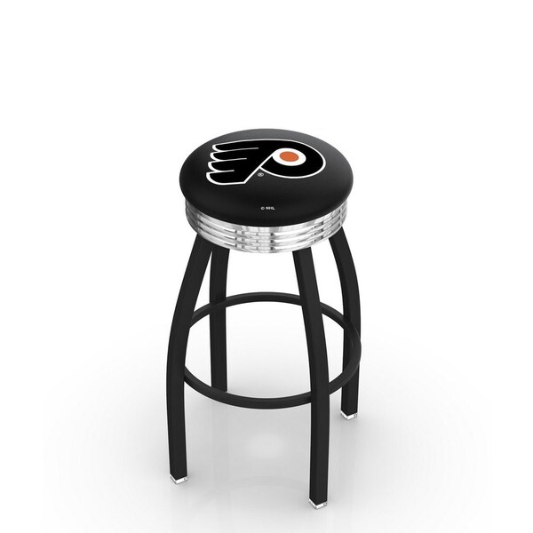 25" Blk Wrinkle Philadelphia Flyers Swivel Bar Stool, Chrome Ring