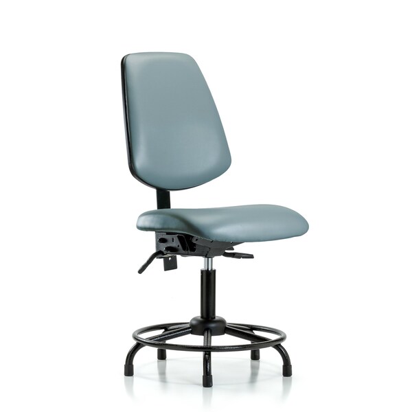 Vinyl Chair, Desk, Round Tube Base, Med Back, Glides, Storm