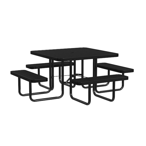 Square Picnic Table, Black, Surface Mount, 46 in