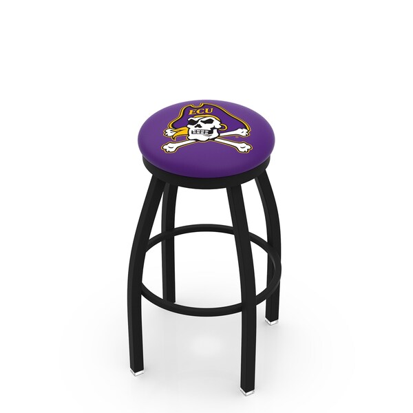 25" Blk Wrinkle East Carolina Swivel Bar Stool, Accent Ring