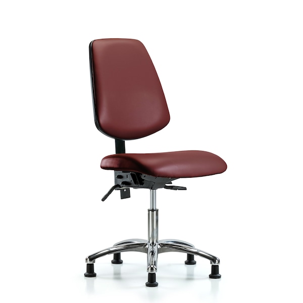 Vinyl Chair Chrome, Desk, Med Back, Glides, Borscht