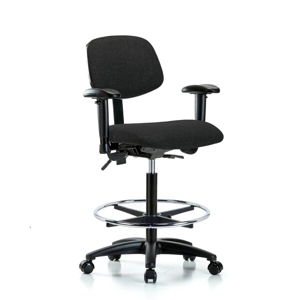 Chair, Fab, Hi Bench, Tilt AA CF Cast, Blk, 6-Way Adjustable, 26" to 35-1/2" Height, Black