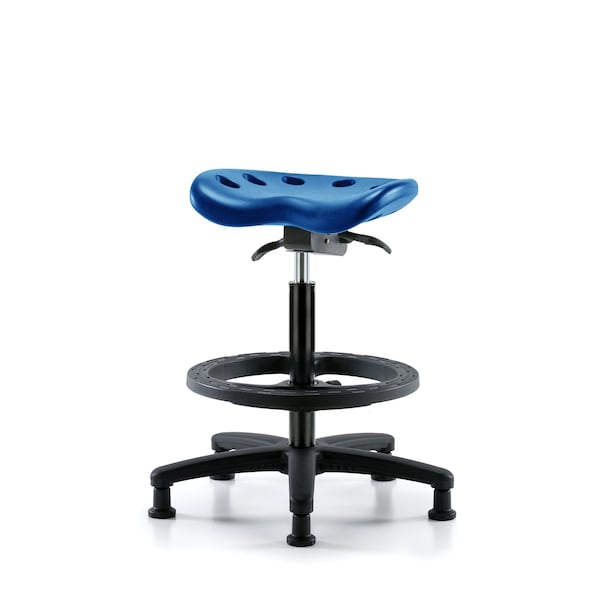 Poly Tractor Sit-Stand, Foot Ring, Blue