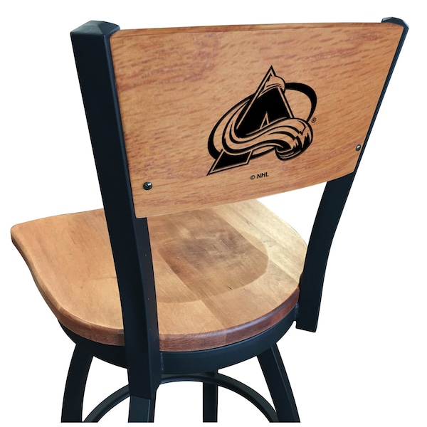 25" Blk Wrinkle Colorado Avalanche Swivel Bar Stool, Engraved Back