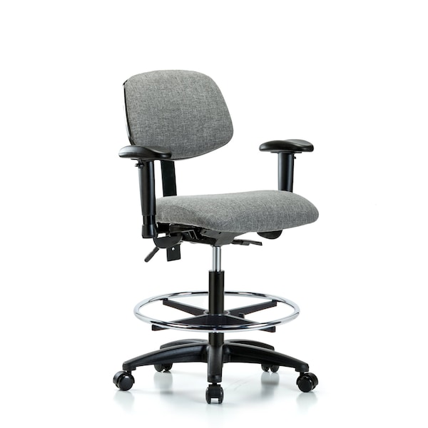 Chair, Fab, Med Bench, Tilt AA CF Cast, Gry, 6-Way Adjustable, 22" to 29" Height, Gray