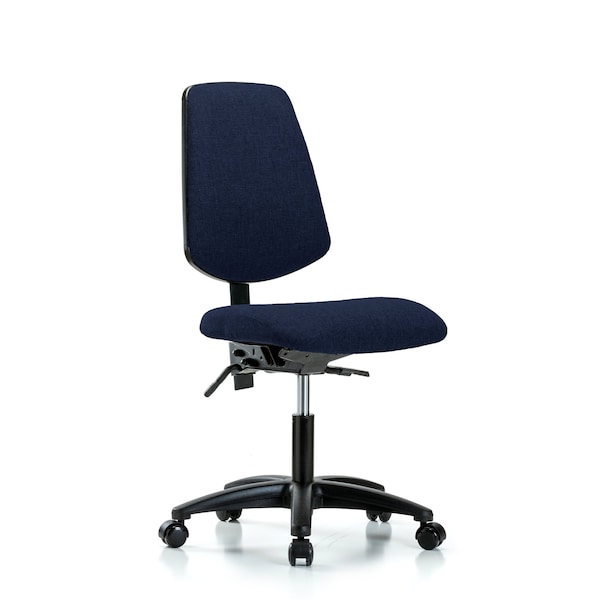 Desk Chair Fab Desk Chair, Med, Bk, Tilt Cast, Navy, No Arms, 19" to 24" Height, Fabric, Dark Blue