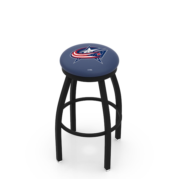 25" Blk Wrinkle Columbus Blue Jackets Swivel Bar Stool, Accent Ring