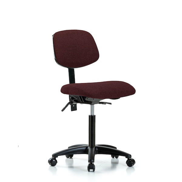 Chair, Fabric, Med Bench, Tilt Casters, Bur, No Arms, 22" to 29" Height, Burgundy