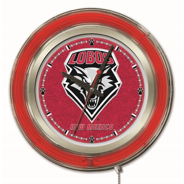 University of New Mexico Double Neon 15" Clock