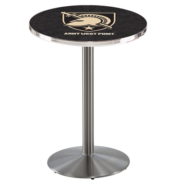 36" Stainless Steel US Military Academy ARMY Pub Table, 36" dia. Top