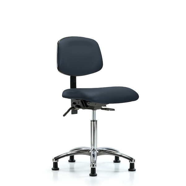 Chair, Vinyl, Med Bench, Chrome Glides, Nav, No Arms, 22" to 29" Height, Imperial Blue
