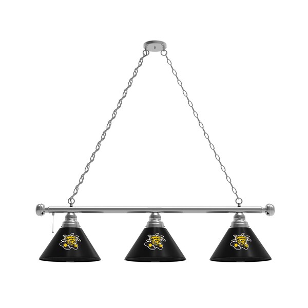 Wichita State 3 Shade Billiard Light, Chrome Fixture