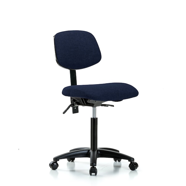 Chair, Fabric, Med Bench, Casters, Nav, No Arms, 22" to 29" Height, Dark Blue
