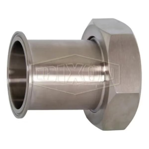 Clamp Adapter with Hex Nut, 1-1/2 in, Clamp x Plain Beveled Seat, 304 SS, Domestic