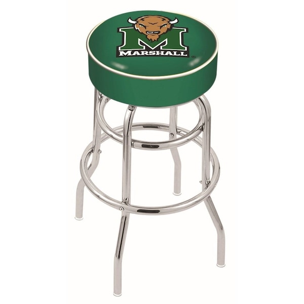 25" 4" Marshall Cushion Seat, Double-Ring Chrome Swivel Bar Stool