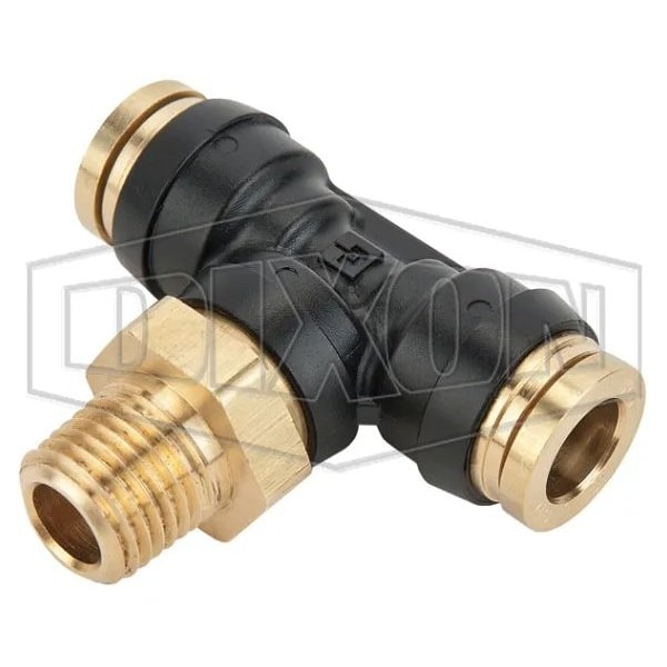 Legris by  Push-In Branch Tee, 1/4 x 1/2 in Nominal, MNPT x Tube, 250 psi Pressure, Composite, Domes