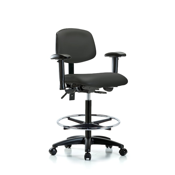 Chair, Vin, Hi Bench, Tilt AA CF Cast, Gry, 6-Way Adjustable, 26" to 35" Height, Charcoal