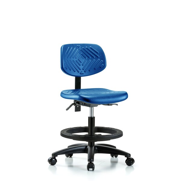 Poly Chair, Med Bench, Tilt, Foot Ring, Casters, Blue