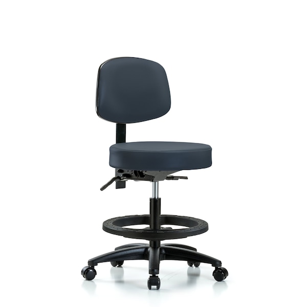 Bench Stool, Med, Vin, Bk, Tilt, BF, Cast, Nav