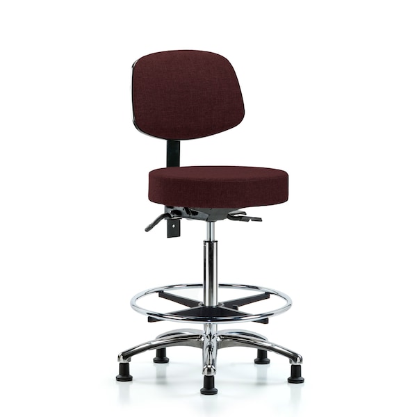 Bench Stool, Hi, Fabric, Bk, CF, Glides, Bur, Seat Height Range: 25" to 35"