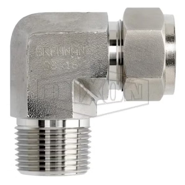 The Right Connection Instrumentation Elbow, 3/8 in x 1/4-18, Tube x MNPT, 316 SS, Domestic