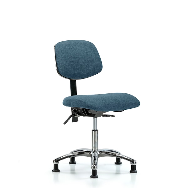 Desk Chair Desk Chair, Fabric, Chrome Tilt Glides, Blu, No Arms, 19" to 24" Height, Fabric, Blue