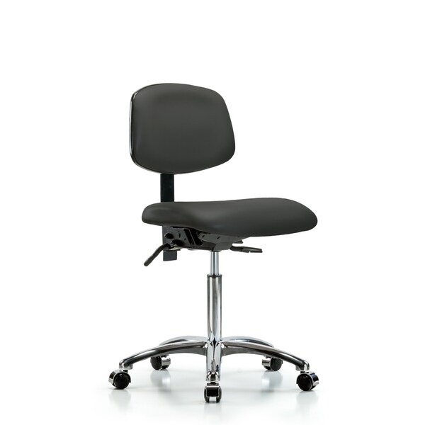 Chair, Vin, Med Bench, Chr Tilt Casters, Gry, No Arms, 22" to 29" Height, Charcoal