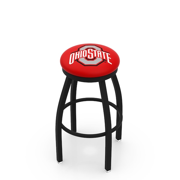 25" Blk Wrinkle Ohio State Swivel Bar Stool, Accent Ring