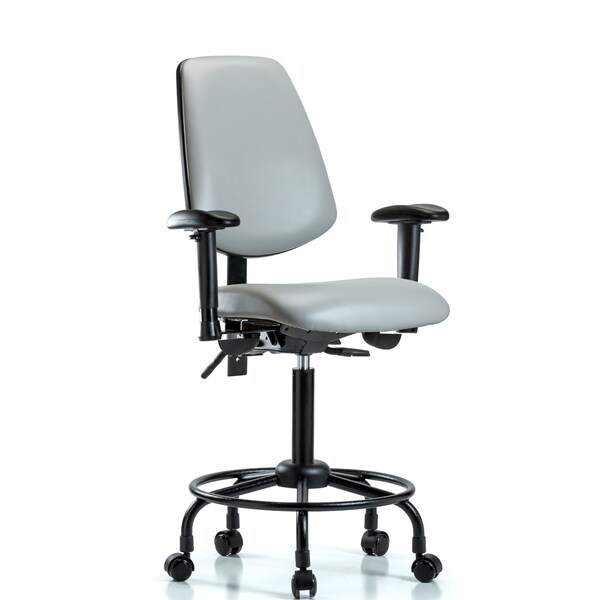 Medium Bench Chair Adjustable Arms, 23" to 31" Height, Vinyl, Dove