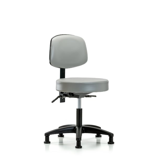 Vinyl Stool, Back, Desk, Tilt, Glides, Sterling
