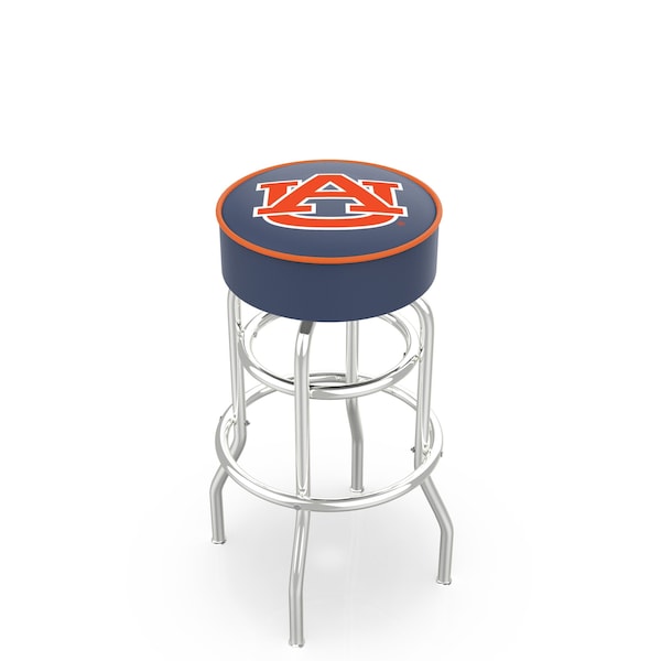 25" 4" Auburn Cushion Seat, Double-Ring Chrome Swivel Bar Stool