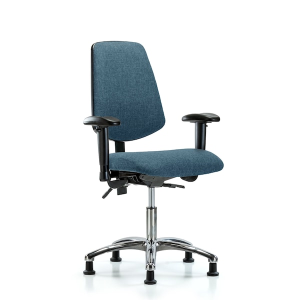 Desk Chair Fab Desk Chair, Med, Bk, Glds, Blu, Adjustable Arms, 19" to 24" Height, Fabric, Blue