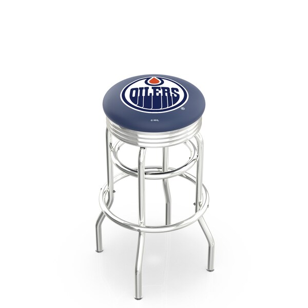 25" Chrome 2-Ring Edmonton Oilers Swivel Bar Stool, Accent Ring