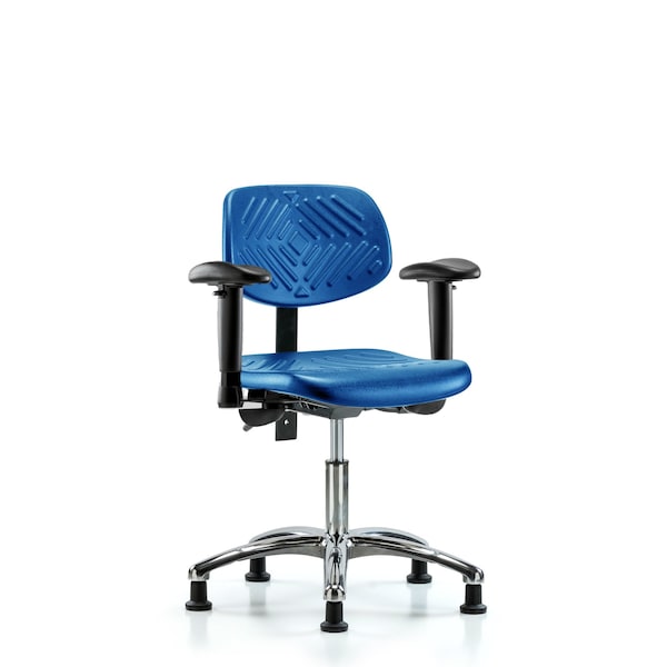 Poly Chair Chrome, Desk, Tilt, Arms, Glides, Blue