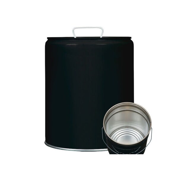 Tight Head Pail, Steel, Black, 5 gal., Height: 13-7/16"